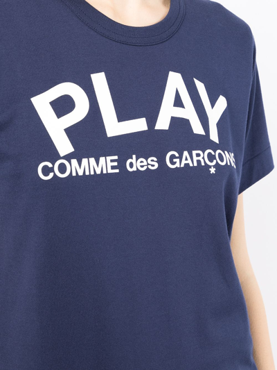 Shop Comme Des Garçons Play Logo-print T-shirt In Blue