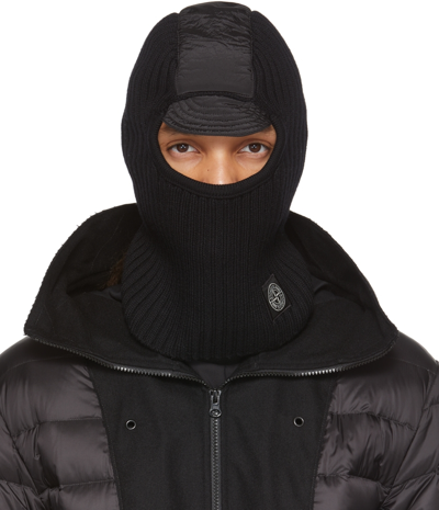 Stone Island Compass-patch Ribbed Knit Balaclava In Black | ModeSens
