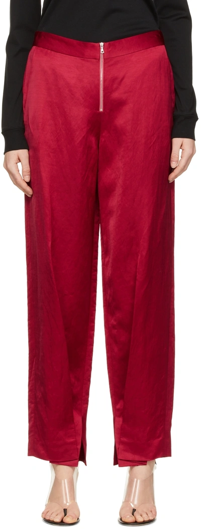Partow Reed Satin Wide-leg Pants In Fuchsia