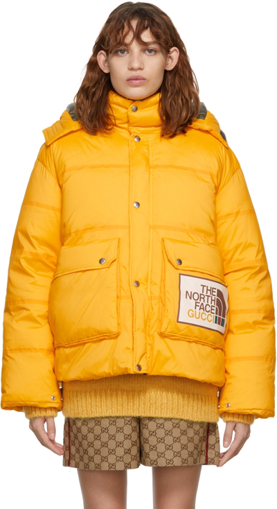 Shop Gucci Orange The North Face Edition Down Nylon Jacket In 7133 Summit Gold