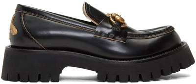 Shop Gucci Black Leather Lug Sole Loafers In 1000 Nero