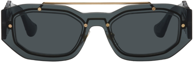 Shop Versace Grey Transparent Medusa Biggie Sunglasses In 100287 Transparent D