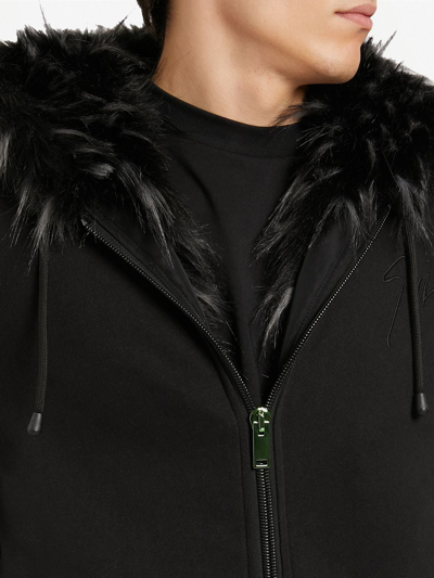 Shop Giuseppe Zanotti Robin Faux-fur Hooded Jacket In Black