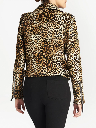 Shop Giuseppe Zanotti Amelia Leopard-print Biker Jacket In Brown