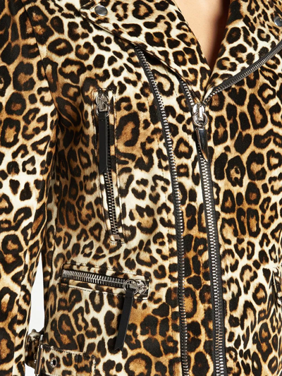 Shop Giuseppe Zanotti Amelia Leopard-print Biker Jacket In Brown