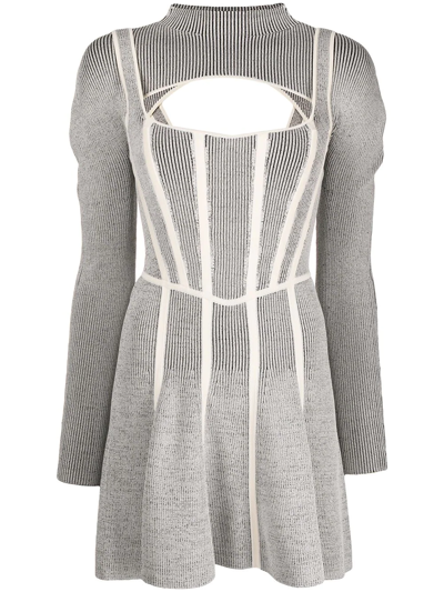 Shop Dion Lee Layered Cut-out Minidress In Grey