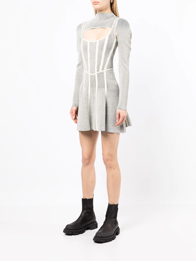 Shop Dion Lee Layered Cut-out Minidress In Grey