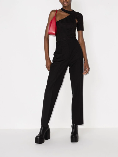 Rta Azalea Rib Cutout One-sleeve Top In Black