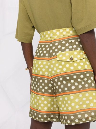 Shop Marni Polka-dot Print Shorts In Green