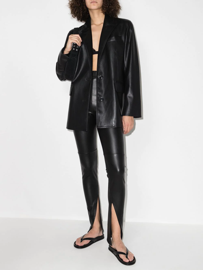 Alix Nyc Carlisle Fau Leather Split Hem Pants In Black