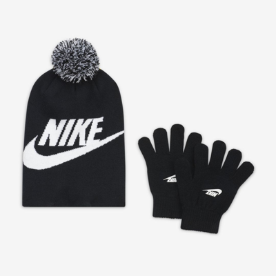 Nike Big Kids' Beanie And Gloves Box Set In Black