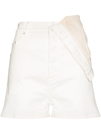 Shop Y/project Classic Asymmetric Denim Shorts In White