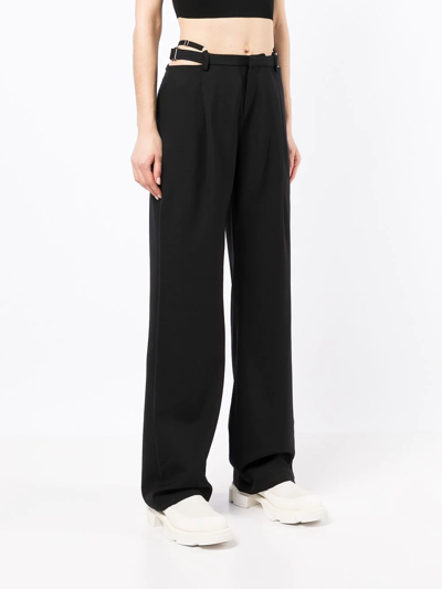 Shop Dion Lee Buckle-detail Wide-leg Trousers In Black