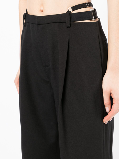 Shop Dion Lee Buckle-detail Wide-leg Trousers In Black