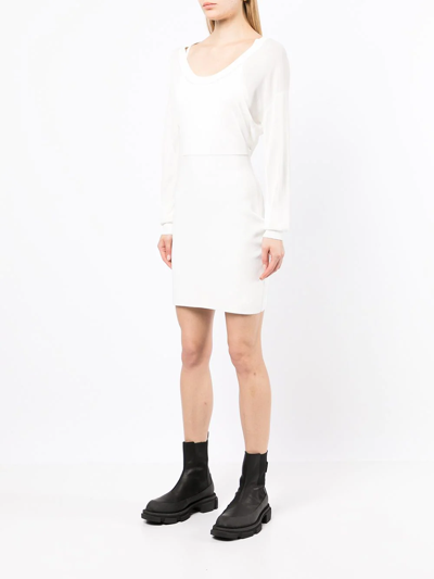 Shop Dion Lee Fine-knit Panelled Minidress In White