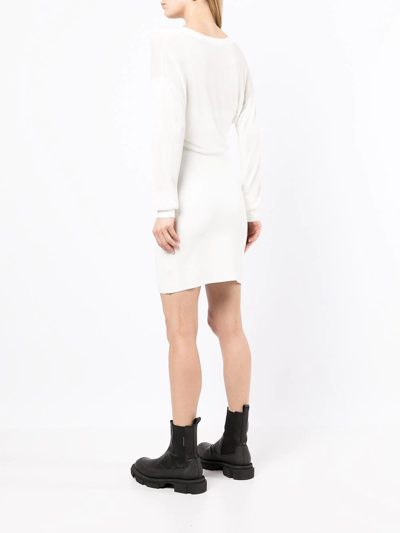 Shop Dion Lee Fine-knit Panelled Minidress In White