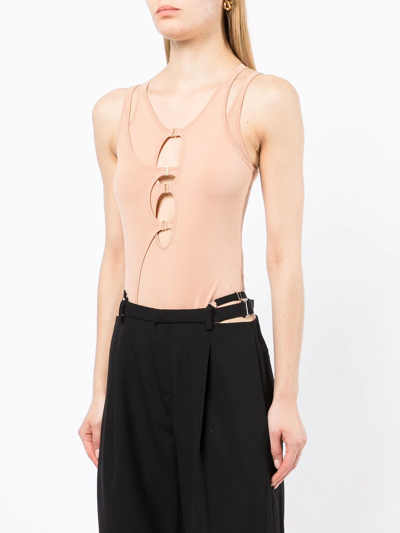 Shop Dion Lee Hosiery E-hook Overlay Bodysuit In Pink