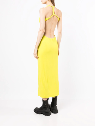 Shop Dion Lee Rope Cut-out Midi Dress In Yellow