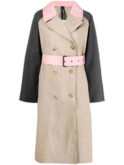 Shop Mackintosh Ava Double-breasted Trench Coat In Neutrals