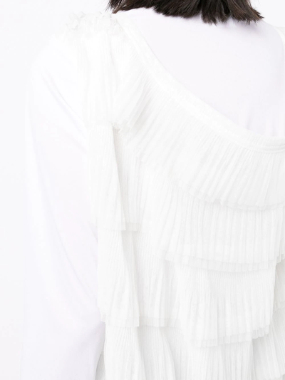 Shop Comme Des Garçons Ruffle Long-sleeve Top In White
