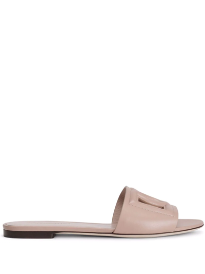 Shop Dolce & Gabbana Dg-logo Leather Sandals In Pink