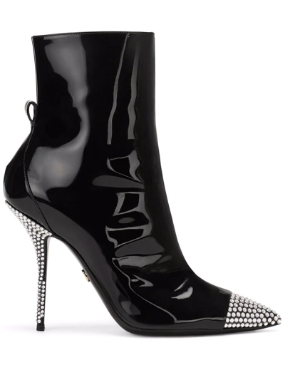 Shop Dolce & Gabbana Crystal-embellished Ankle Boots In Black