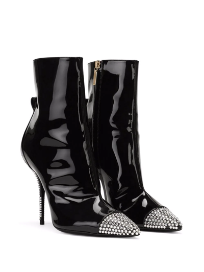 Shop Dolce & Gabbana Crystal-embellished Ankle Boots In Black