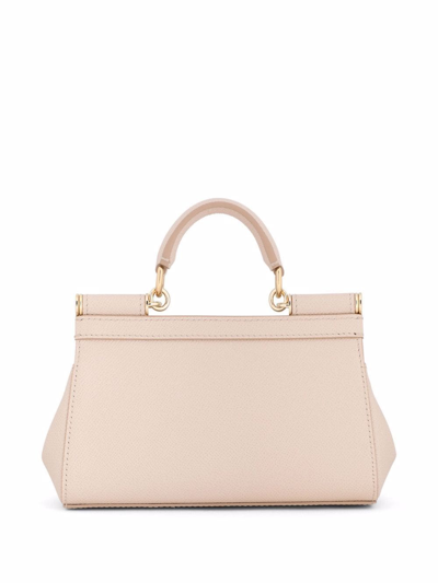 Dolce & Gabbana Mini Sicily Dauphine Leather Top Handle In Pink