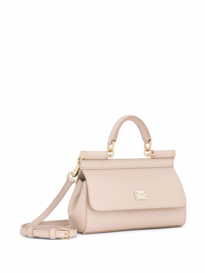 Dolce & Gabbana Mini Sicily Dauphine Leather Top Handle In Pink
