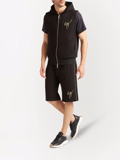 Giuseppe Zanotti Sleeveless Zip-front Hoodie In Black