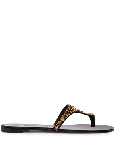 Shop Giuseppe Zanotti Nebula Crystal Sandals In Black