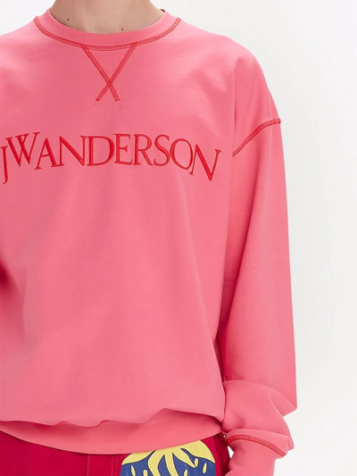 Jw Anderson Inside Out Logo-embroidered Sweatshirt In Pink | ModeSens