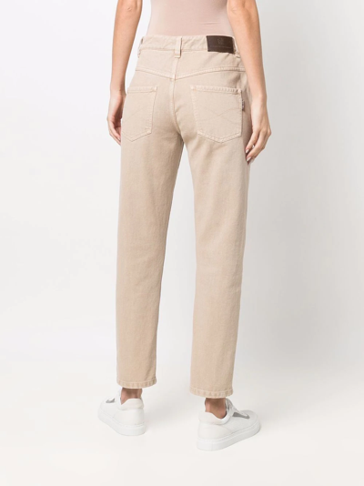 Brunello Cucinelli Cropped Chino Trousers In Neutrals