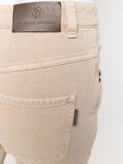 Brunello Cucinelli Cropped Chino Trousers In Neutrals