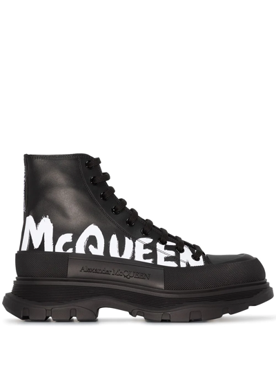 Shop Alexander Mcqueen Tread Slick High-top Sneakers In Black