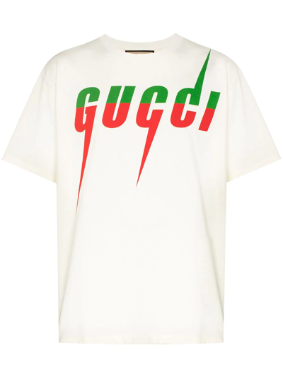 Shop Gucci Blade Cotton T-shirt In White