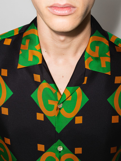 Shop Gucci Geometric Logo-print Shirt In Black