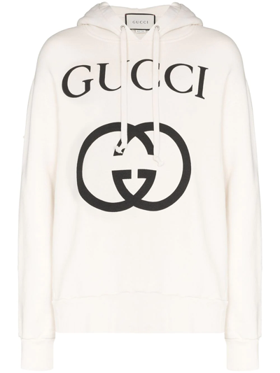 Shop Gucci Interlocking G Hoodie In White
