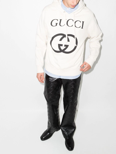 Shop Gucci Interlocking G Hoodie In White