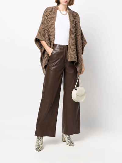 Iris Von Arnim Open-front Asymmetric Cardigan In Brown