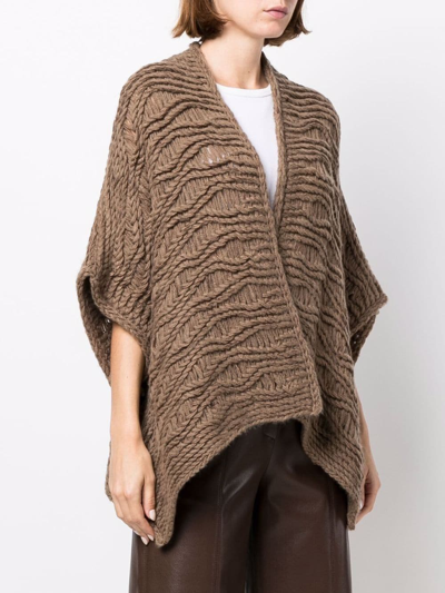 Iris Von Arnim Open-front Asymmetric Cardigan In Brown