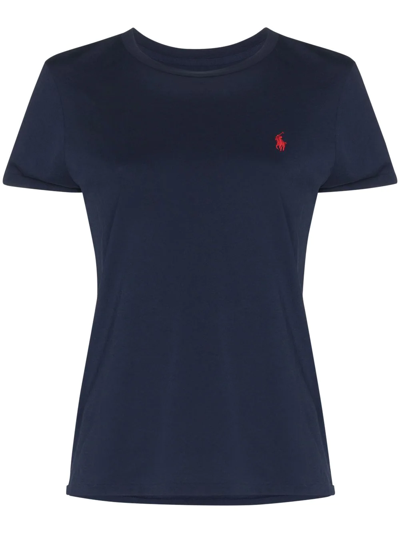 Shop Polo Ralph Lauren Polo Pony-embroidered T-shirt In Blue