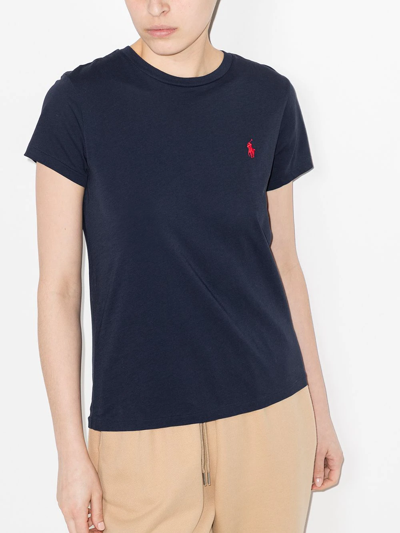 Shop Polo Ralph Lauren Polo Pony-embroidered T-shirt In Blue