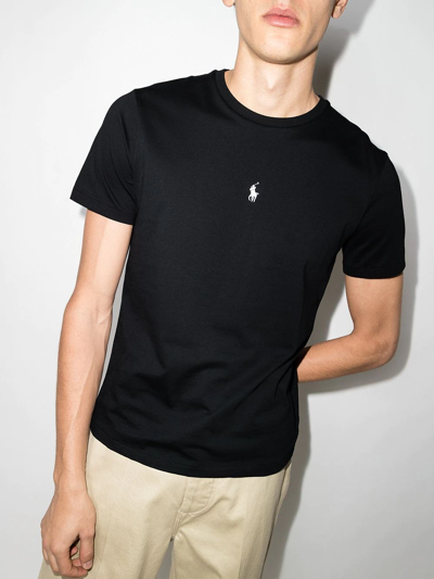 Shop Polo Ralph Lauren Logo-embroidered T-shirt In Black