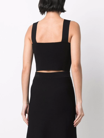 Maje Cropped Square-neck Vest Top In Black