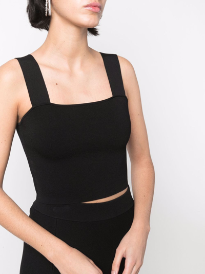 Maje Cropped Square-neck Vest Top In Black