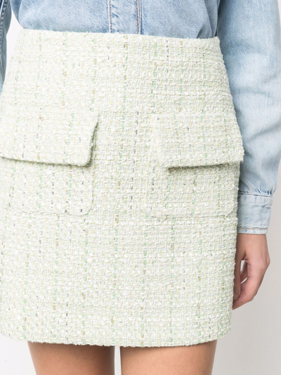 Shop Maje A-line Tweed Mini Skirt In Green