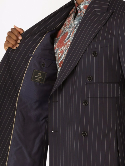 Dolce & Gabbana Sicily-fit Double-breasted Pinstripe Suit In Black