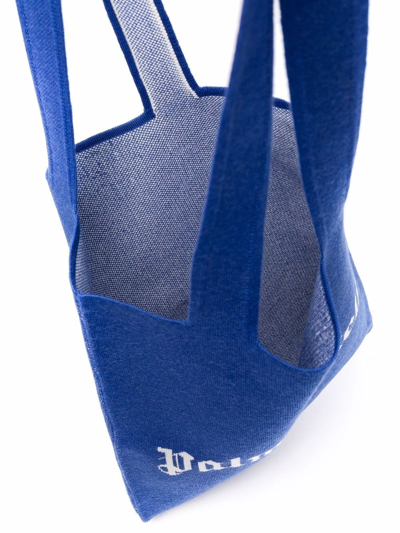 Shop Palm Angels Logo-print Tote Bag In Blue