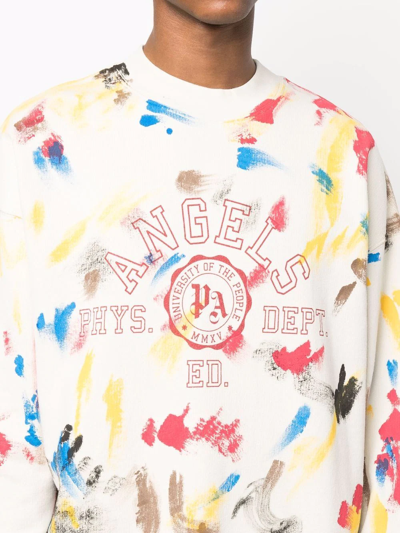Shop Palm Angels Painted College Sweatshirt In Neutrals